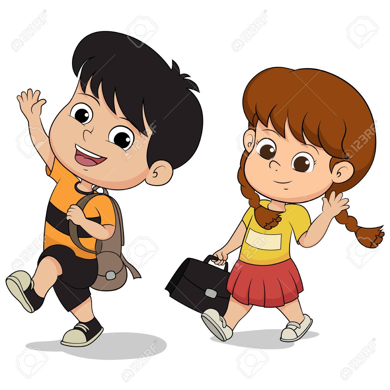 1300x1300 Welcome Back To School.kid Walking To School. Royalty Free