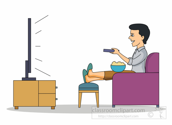 550x400 Entertainment Man Relaxing Watching Tv Clipart 2