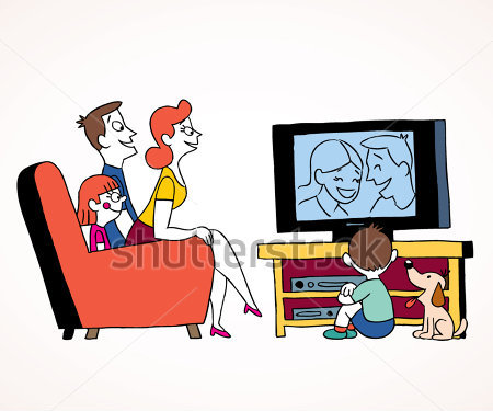 450x375 Family Watching Tv Clipart
