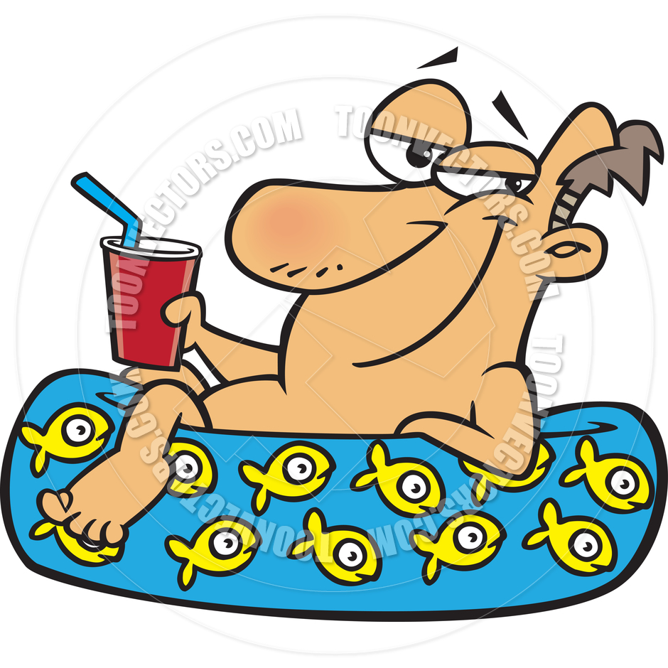 940x940 Cartoon Man Relaxing In Kiddie Pool By Ron Leishman Toon Vectors