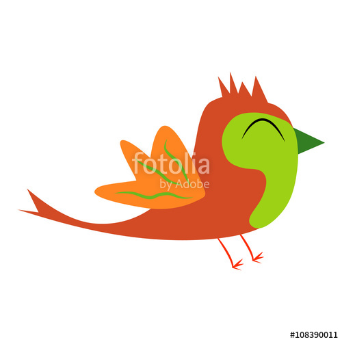 500x500 Isolated Funny And Colorful Bird Cartoon. Single Bird Clip Art