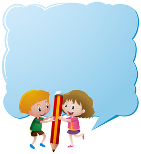 274x300 Border Template With Kids Writing Illustration Royalty Free Stock