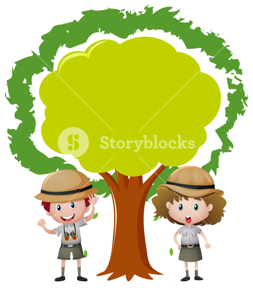 876x1000 Border Design With Kids In Safari Outfit Illustration Royalty Free