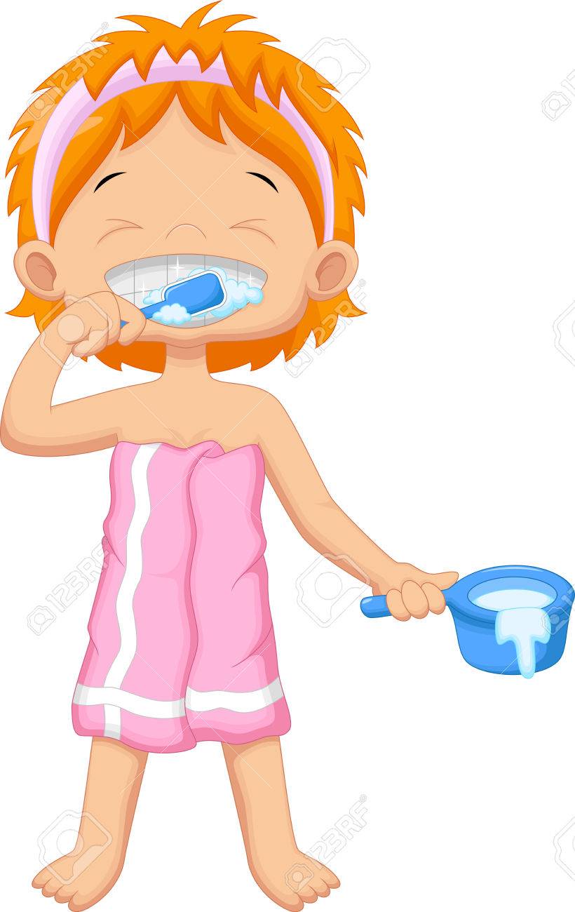 820x1300 Young Girl Brushing Teeth Royalty Free Cliparts, Vectors,