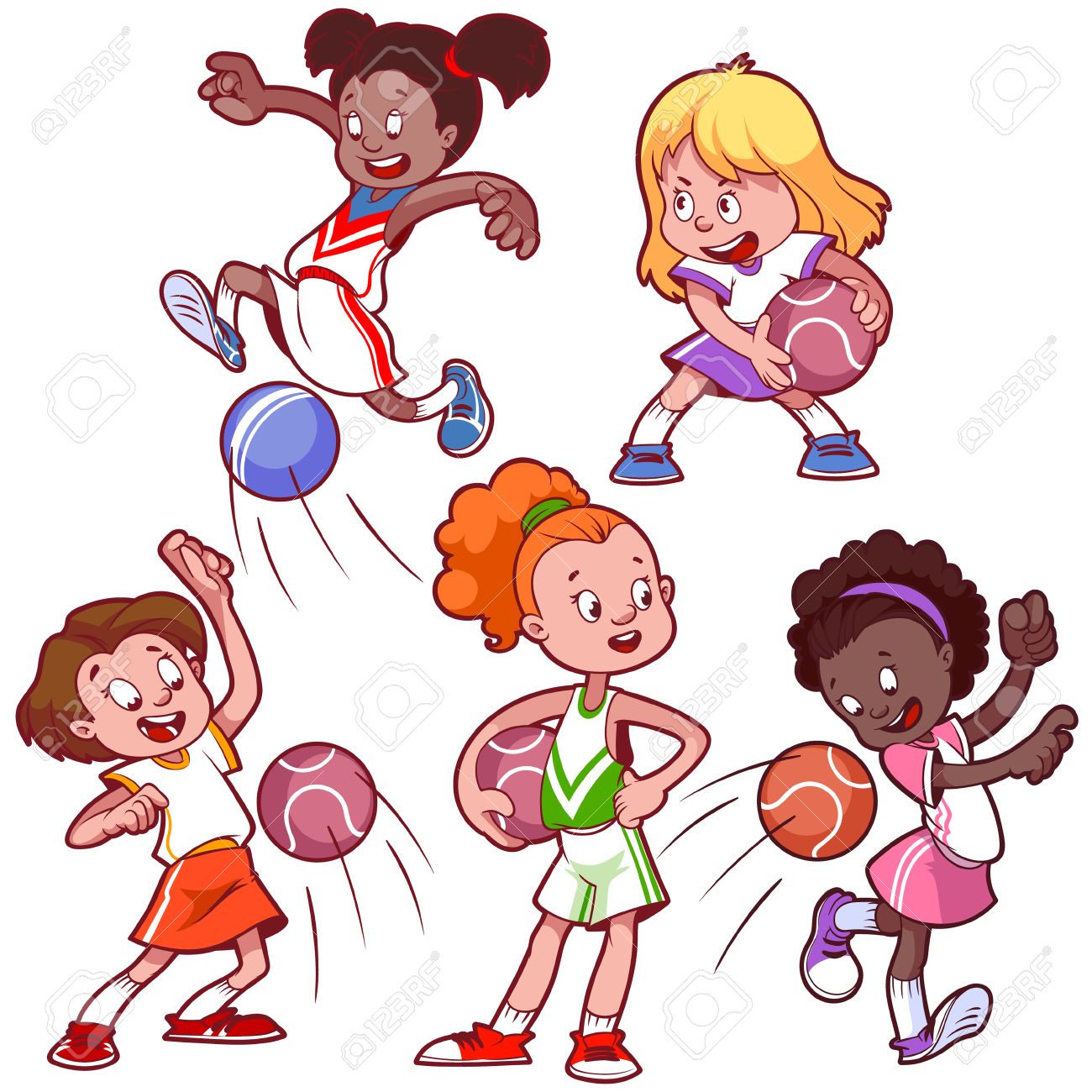 1300x1300 Cartoon Kids Playing Dodgeball. Vector Clip Art Illustration