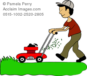 300x263 Art Illustration Of An Asian Boy Mowing The Lawn
