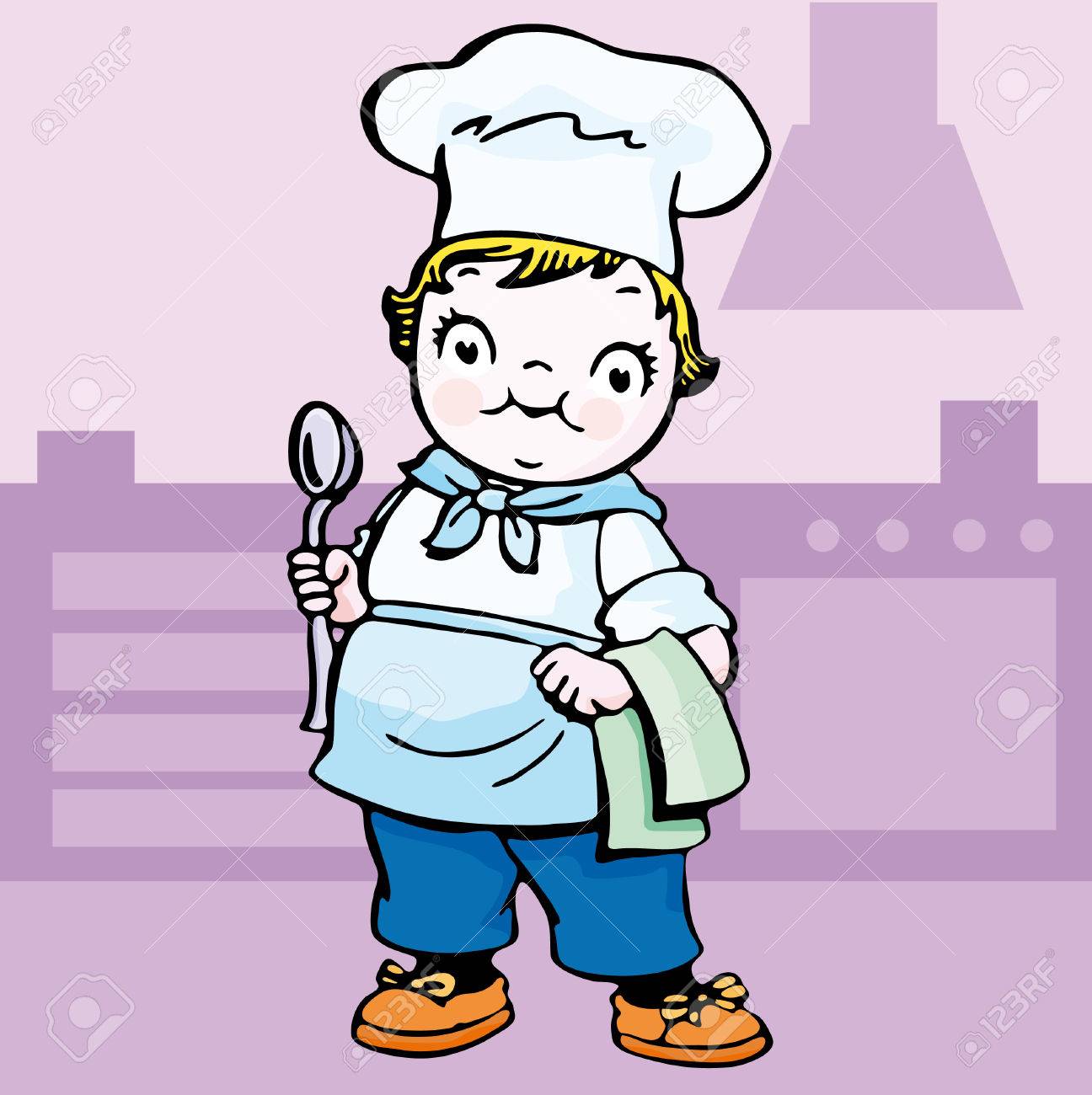 1296x1300 An Illustration Of A Girlkids Cookingaking. Cartoon. Royalty