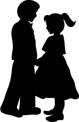 324x500 Clip Art Illustration Of Litte Kids Formal Dancing Silhouette