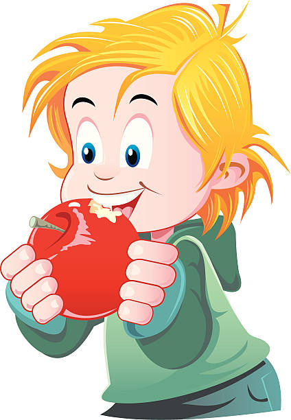 424x612 Child Eating Apple Clipart