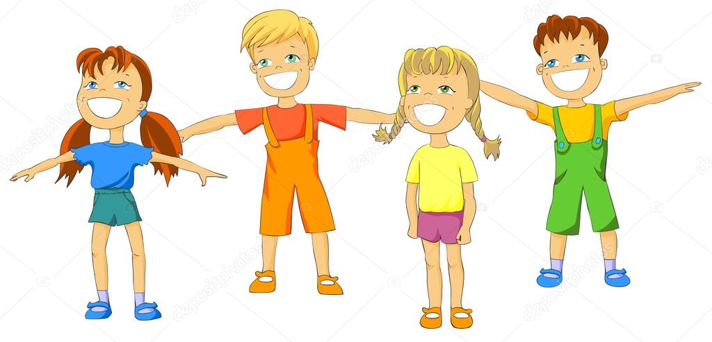 1024x493 Happy Kids Doing Exercises. Stock Photo Regisser Com