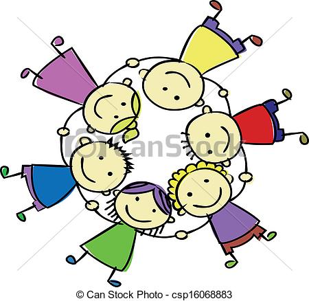 450x438 Vector Of Happy Kids Holding Hand Csp16068883