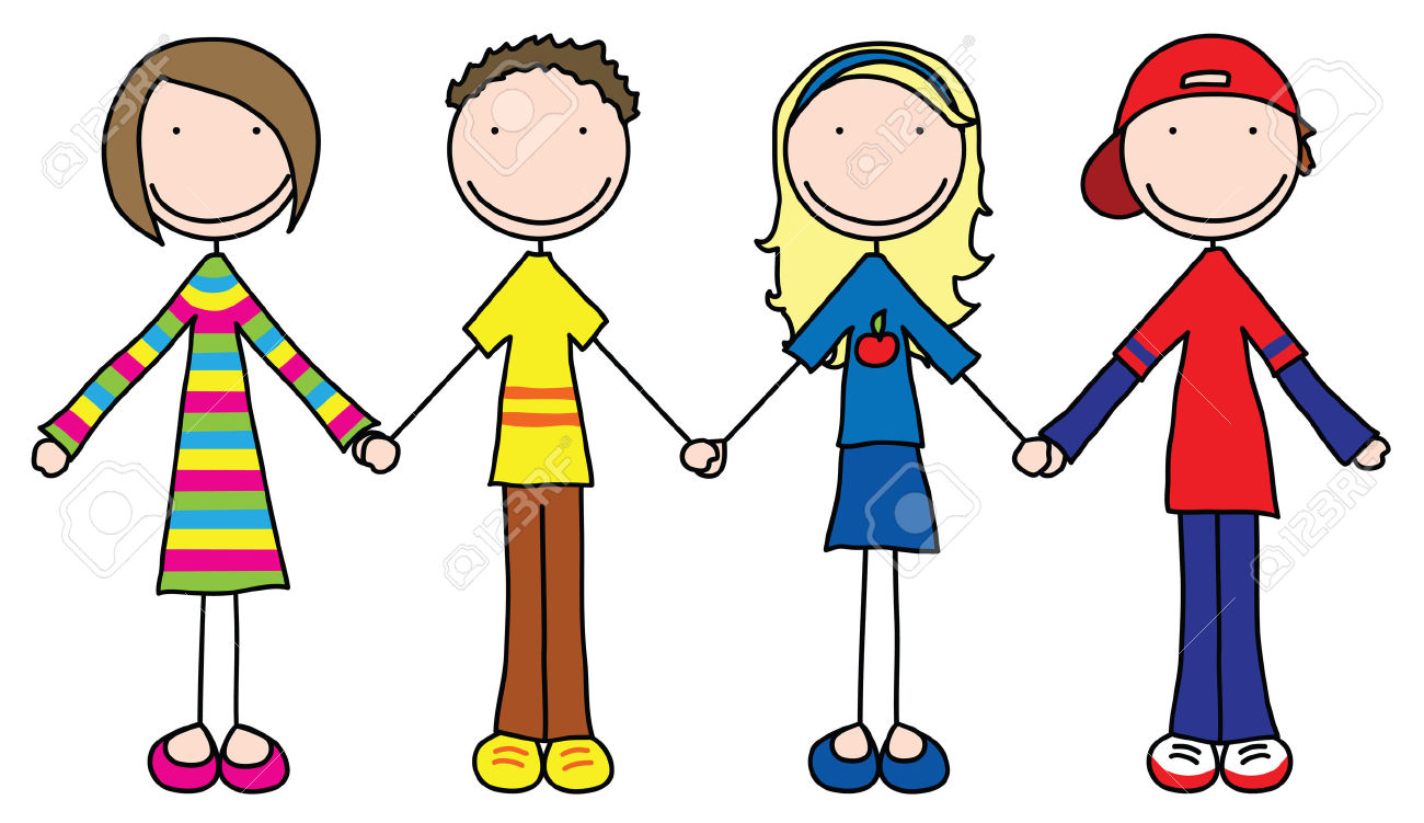 1300x751 Illustration Of Four Kids Holding Hands Royalty Free Cliparts