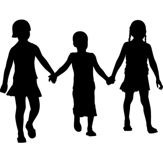550x550 Kids Holding Hands Silhouette Decal (Children's Decor) Kids