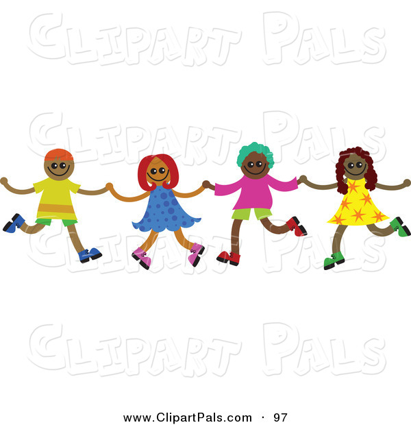 600x620 Pal Clipart Of A Line Of Four Happy Diverse Children Holding Hands