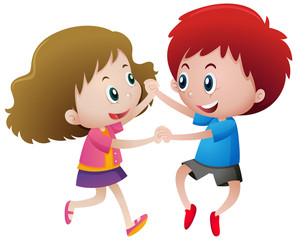 300x242 Two Kids Holding Hands Illustration Royalty Free Stock Image