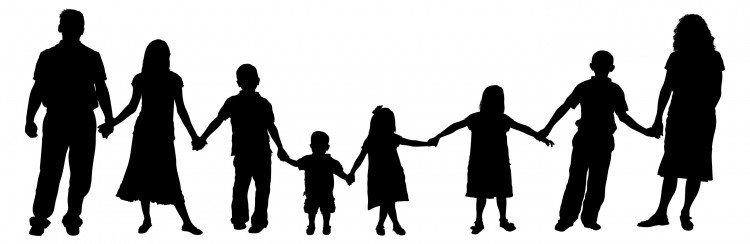 750x244 Free Clipart Silhouette Family With Young Children Holding Hands