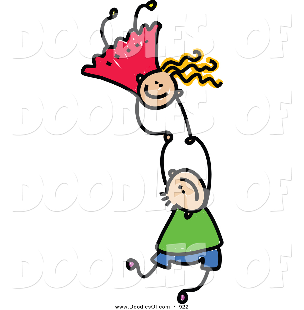 1024x1044 Vector Clipart Of A Doodled Of Two Caucasian Kids Holding Hands
