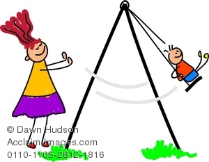 300x233 Happy Little Boy Playing On A Swing At The Park Clipart Image