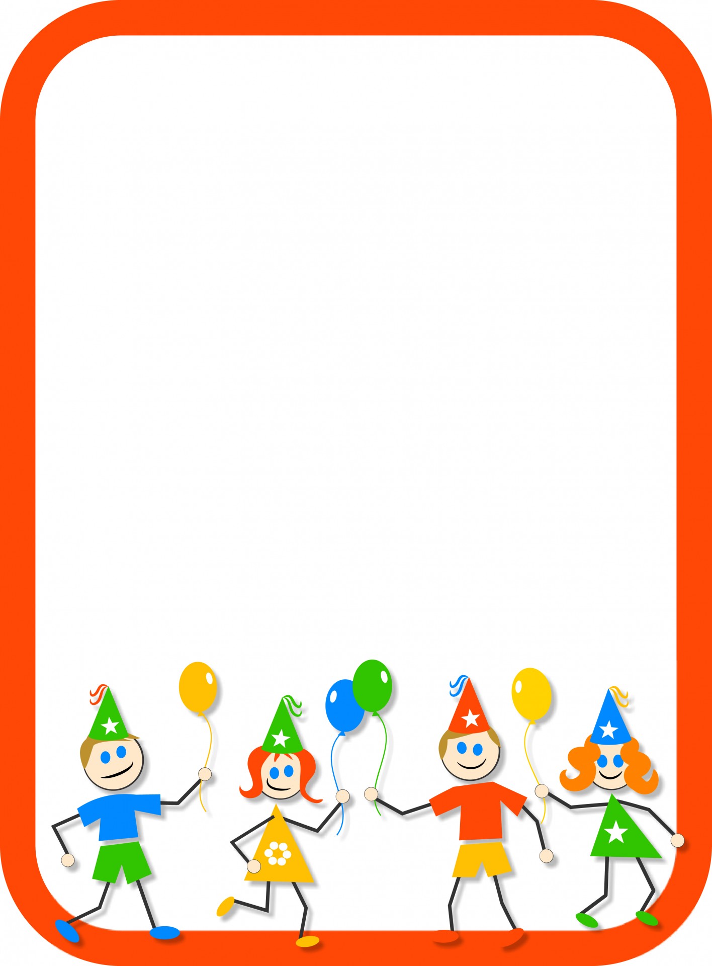 1416x1920 Kids Party Border Free Stock Photo