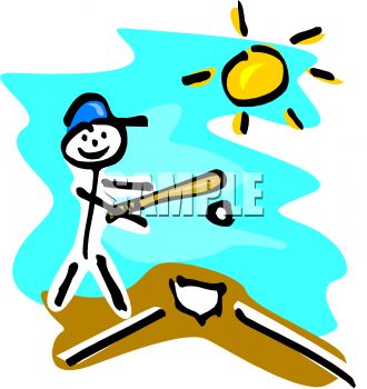 330x350 Royalty Free Clip Art Image Stick Figure Kid Playing Baseball