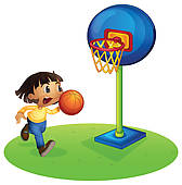 168x170 Clip Art Of Kids Playing Basketball K7289267