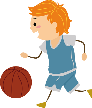 374x437 Little Boy Playing Basketball Kids Sticker