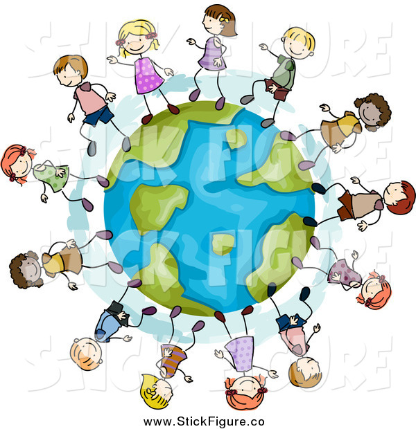 600x620 Clip Art Of Stick Kids Playing On A Globe By Bnp Design Studio