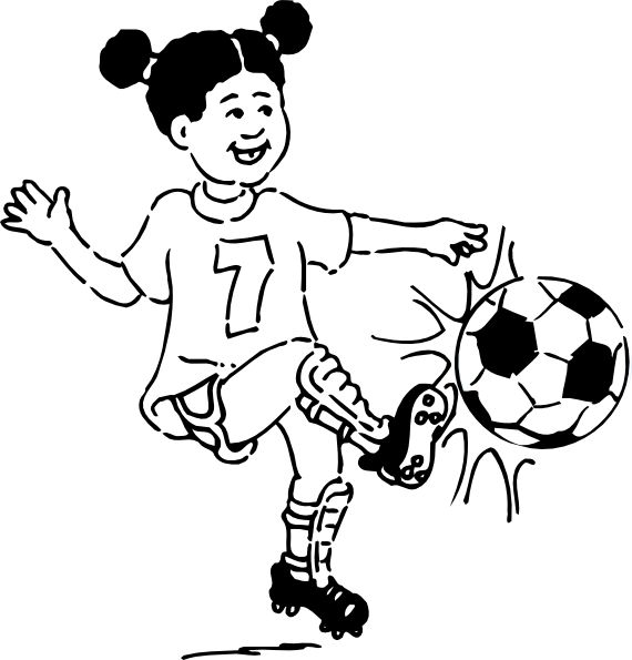570x595 Children Playing Football Clipart Black And White