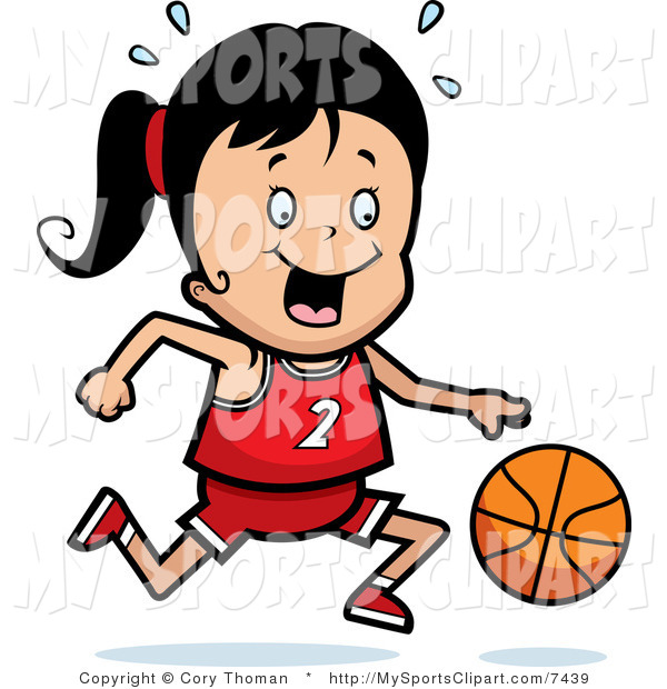 600x620 Sports Clip Art Of A Girl Dribbling A Basketball By Cory Thoman