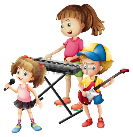 437x450 Children Playing Musical Instruments Together Illustration Royalty