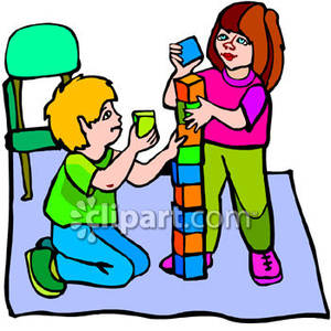 300x300 Little Boy And Little Girl Playing With Blocks