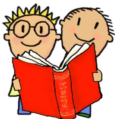 382x393 Kids Reading Clipart