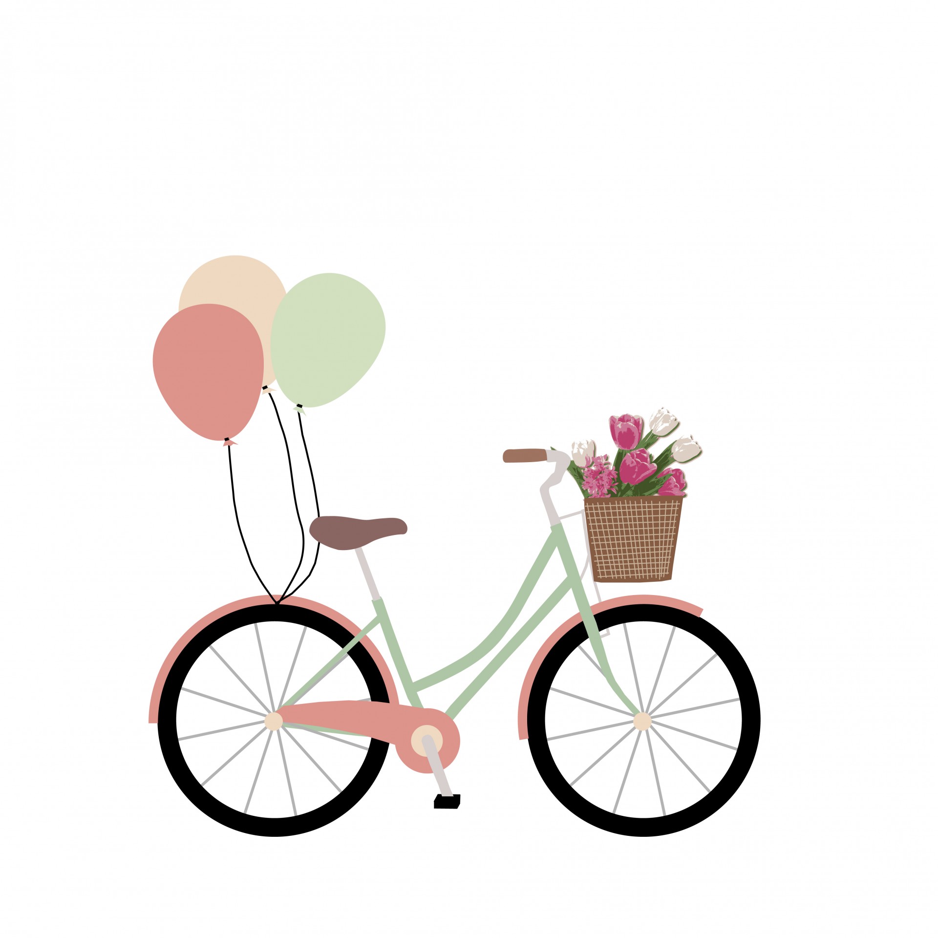 1920x1920 Bike, Bicycle With Balloons Clipart Free Stock Photo