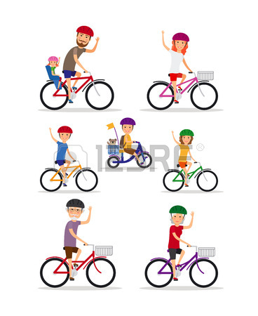 368x450 5,140 Family Bike Stock Illustrations, Cliparts And Royalty Free