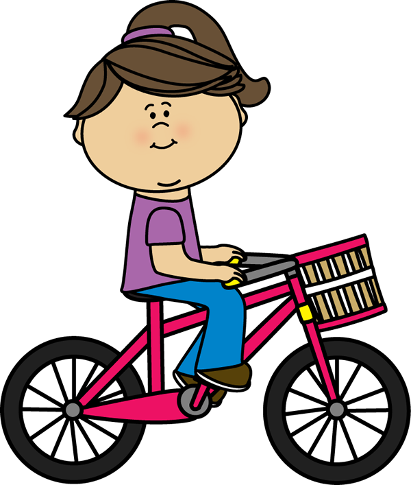 600x707 Girl Riding A Bicycle With A Basket Clip Art