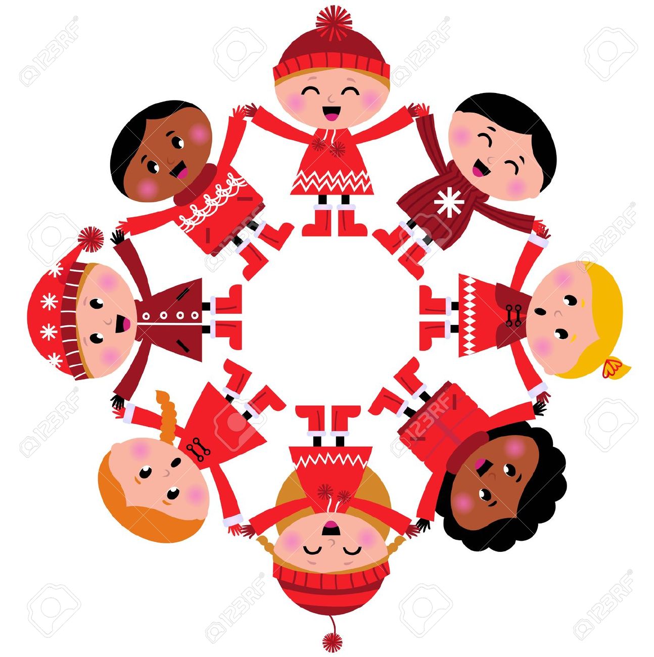 1294x1300 Winter Kids Singing Clipart