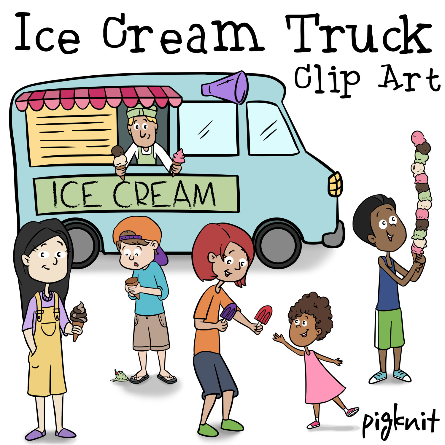 1500x1500 Ice Cream Truck Clip Art, Ice Cream Clip Art, Summer Kids, Summer