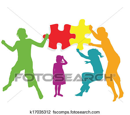 450x399 Clipart Of Kids Making Together Colorful Jigsaw Puzzle Teamwork