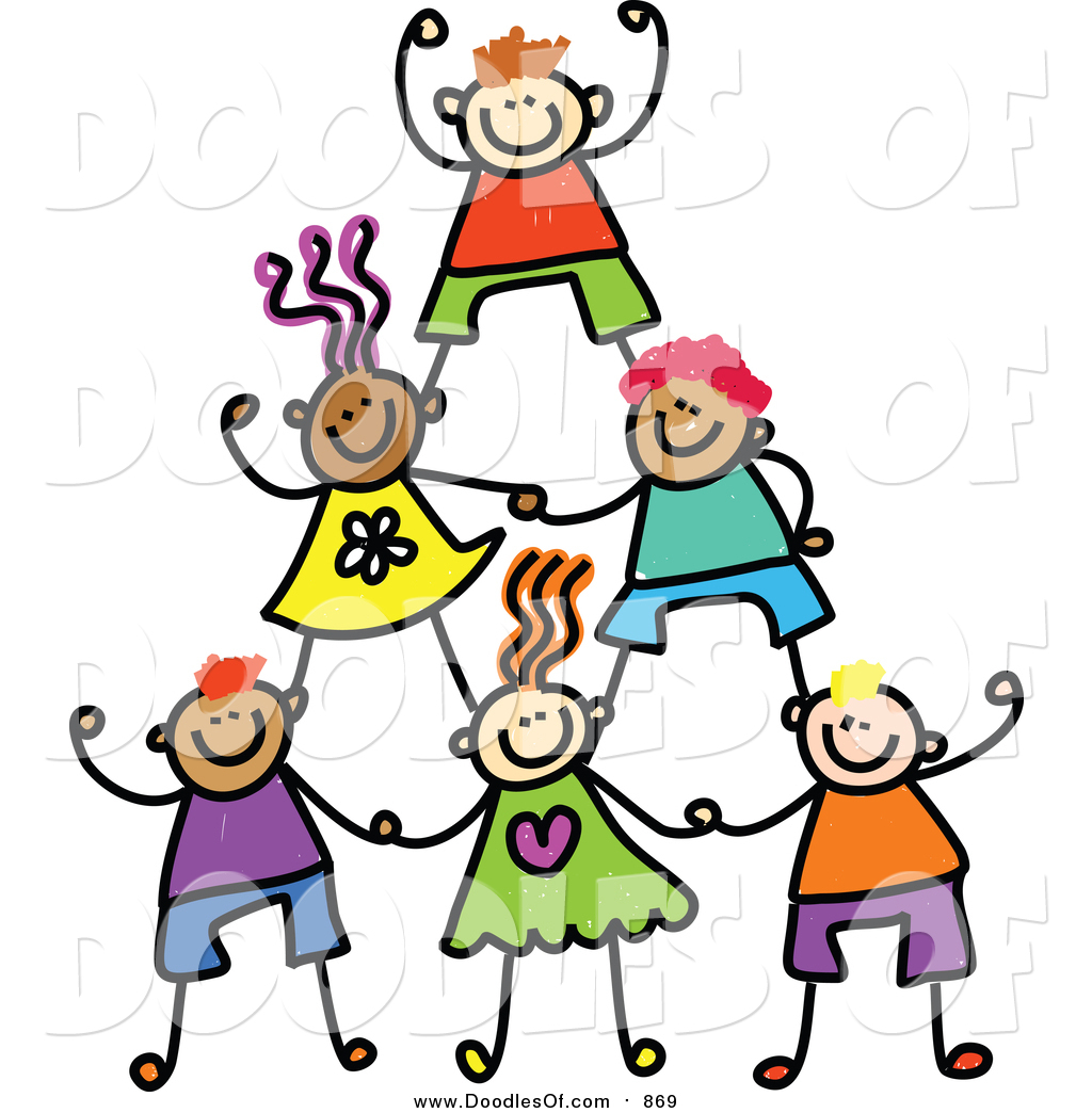 1024x1044 Vector Clipart Of A Doodle Human Pyramid Of Kids By Prawny