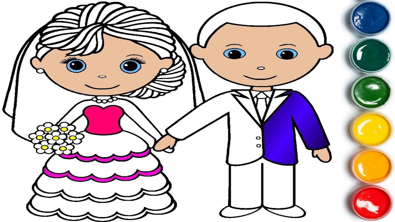 1280x720 Little Bride And Groom Coloring Book Learn Colors For Children