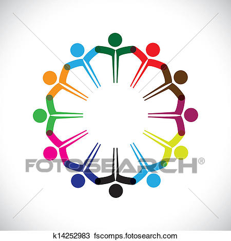 450x470 Clipart Of Concept Vector Graphic People Or Kids Icons With Hands