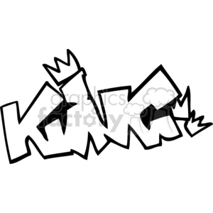 300x300 Royalty Free Black And White King Graffiti 372319 Vector Clip Art