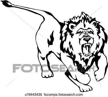450x402 Clipart Of , Animal, King Jungle, Lion, Wild, U19443435