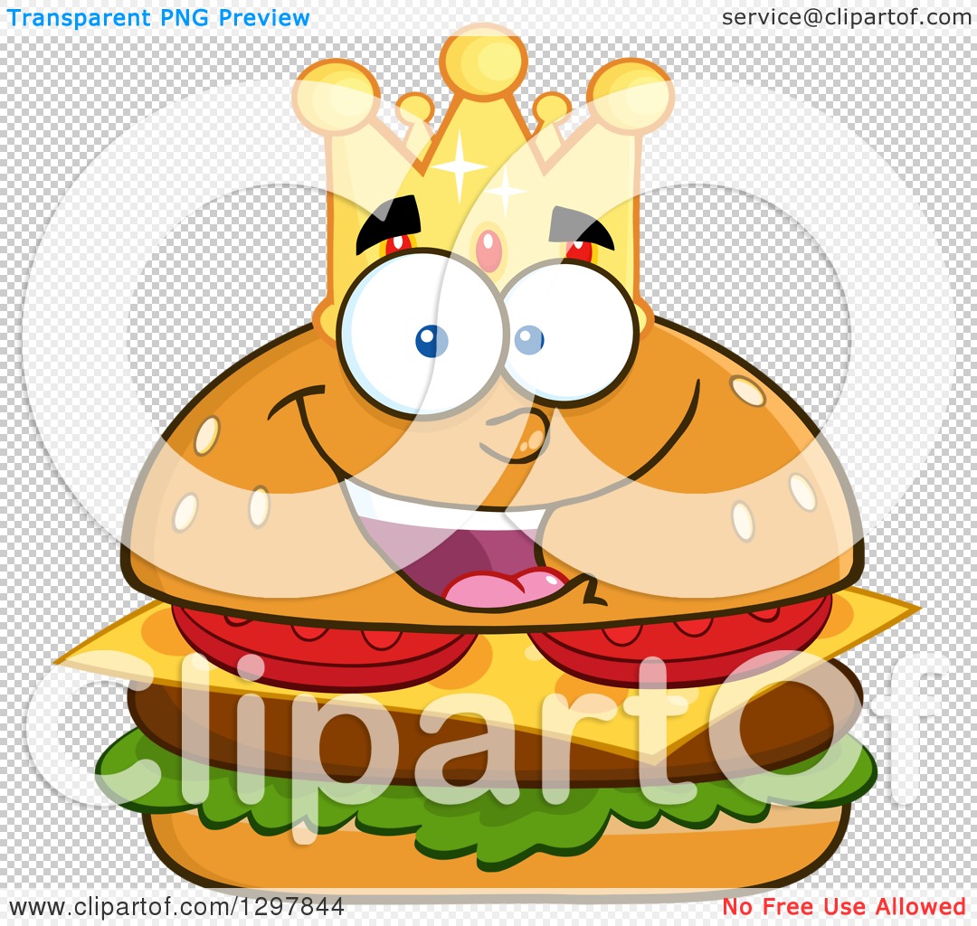 1080x1024 Clipart Of A Cartoon Cheeseburger King Character Wearing A Crown