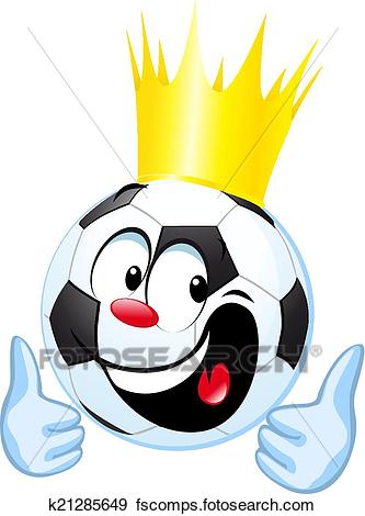 333x470 Clip Art Of Funny Soccer Ball With Royal Crown And Thumb Up