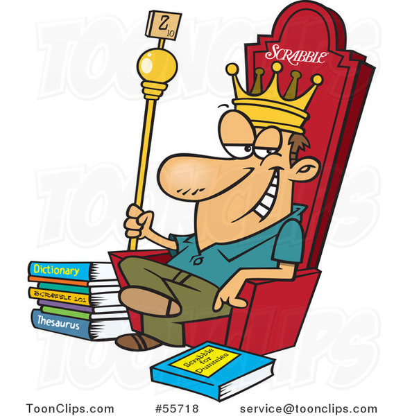 581x600 Cartoon White Scrabble King Sitting On His Throne