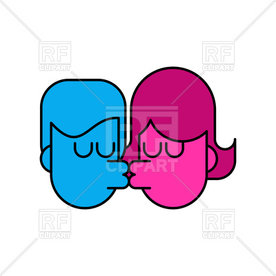 400x400 Kiss Icon. Lovers Kissing. Royalty Free Vector Clip Art Image