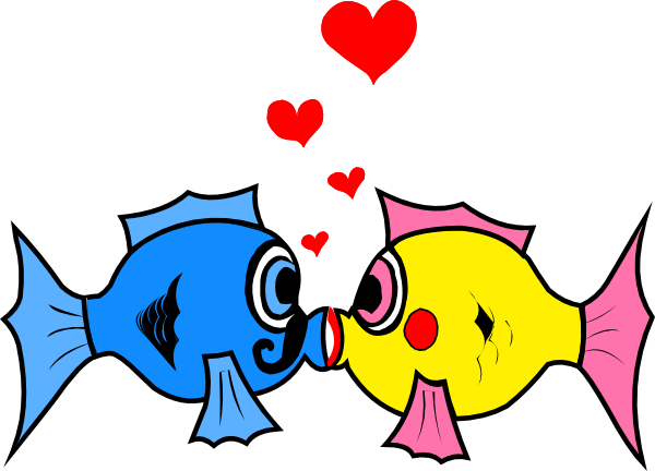 600x432 Kissing Fish With Hearts Clip Art