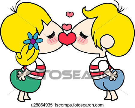450x361 Clipart Of People, Boy, Heart, Valentineday, Girl, Kiss U28864935