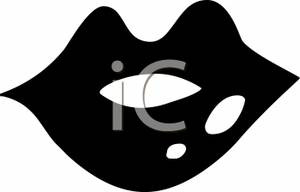 300x192 Kissing Lips Black And White Clipart